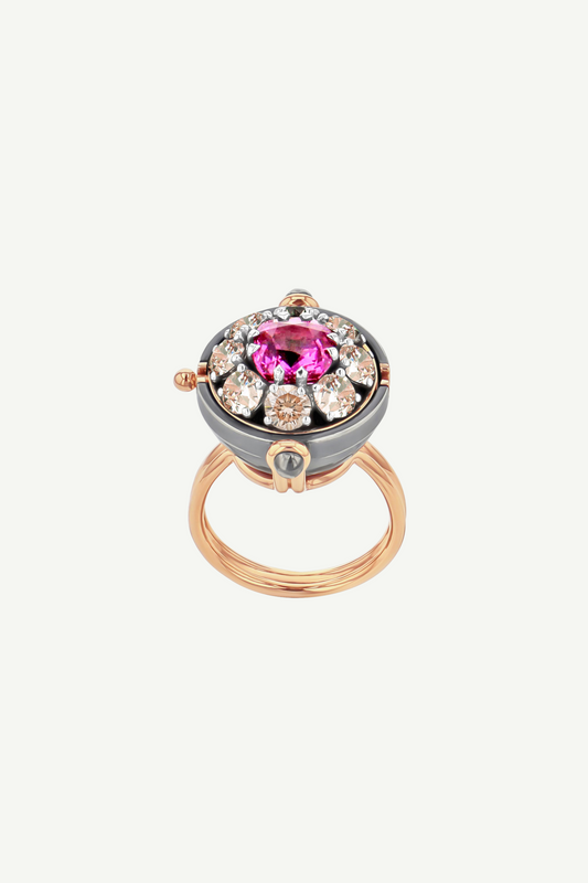 Elie Top Bague Sphère Saphir Rose Sirius