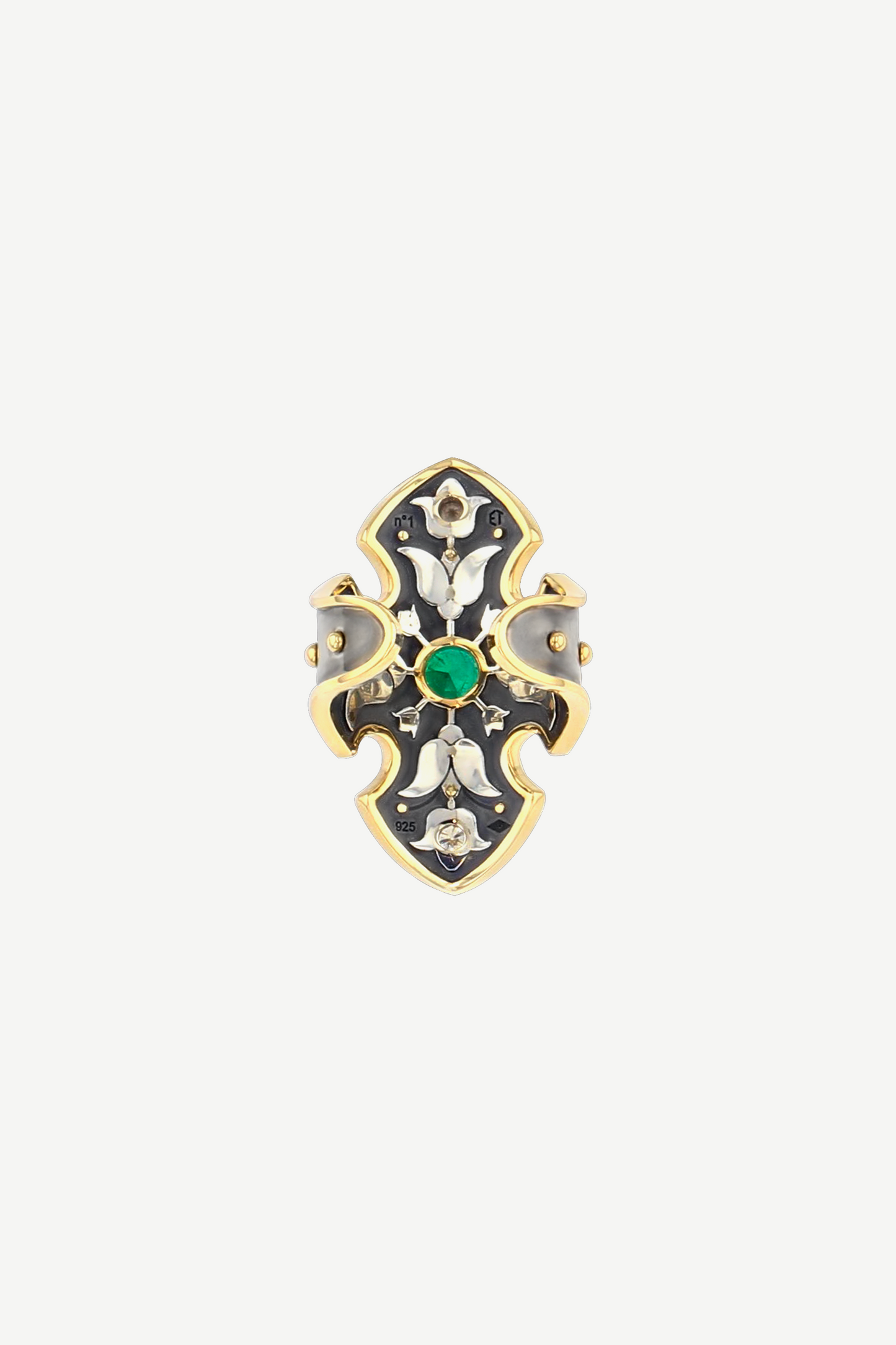 elie top bague bouclier emeraude diamant
