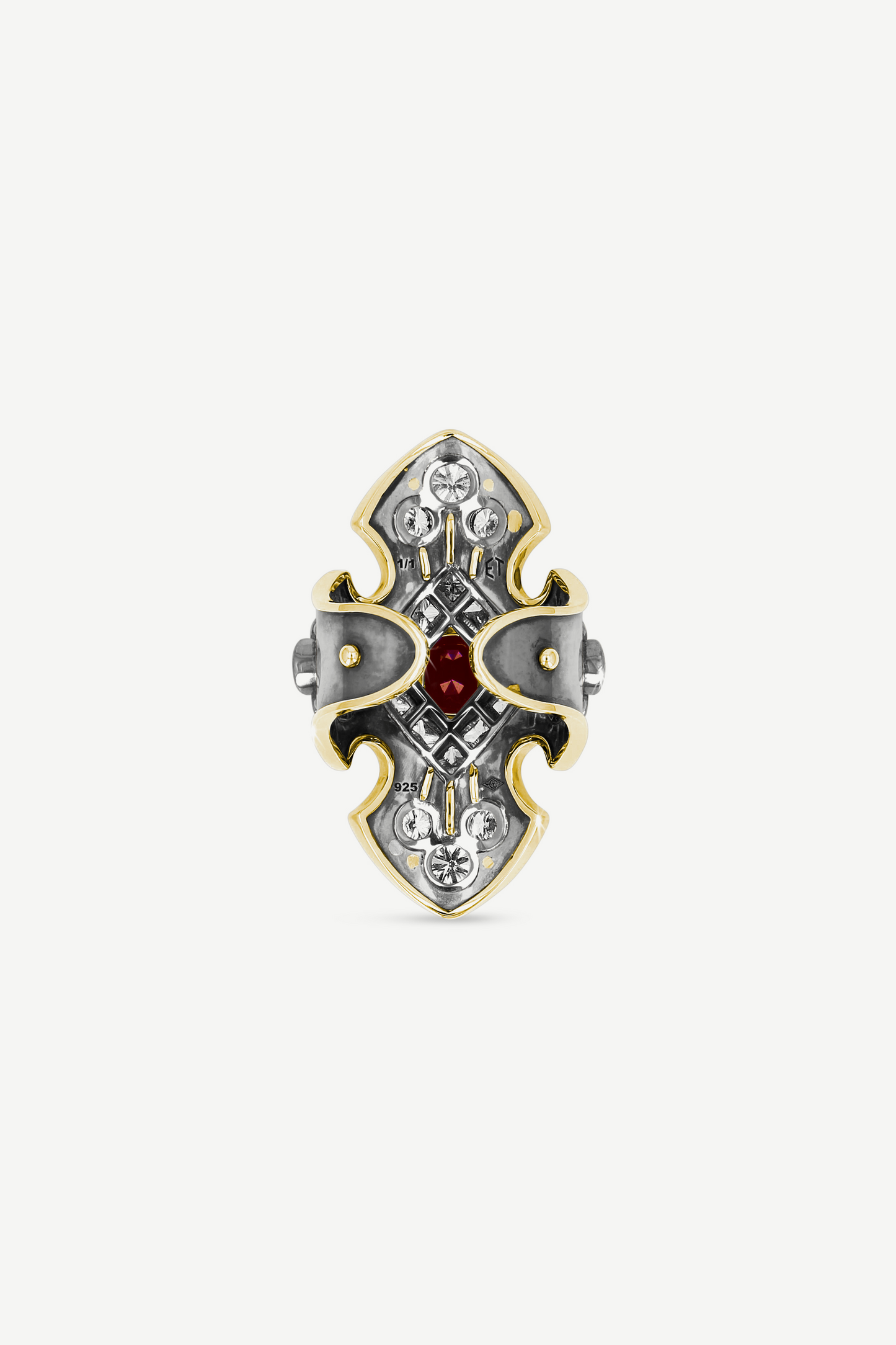 Elie Top Bague Bouclier Rubis et Diamants La Dame du Lac