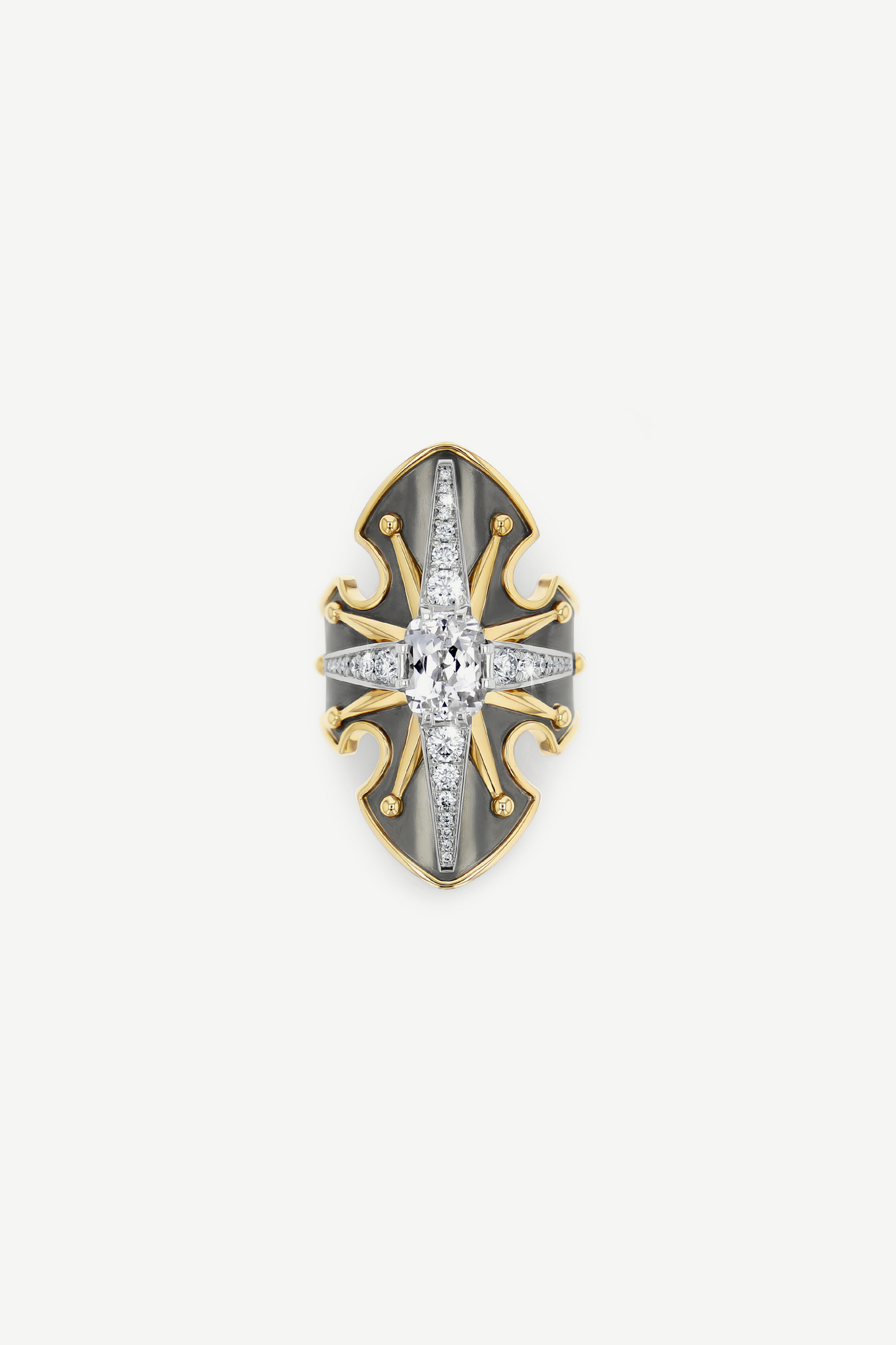 Elie Top Bague Bouclier Saphir Blanc