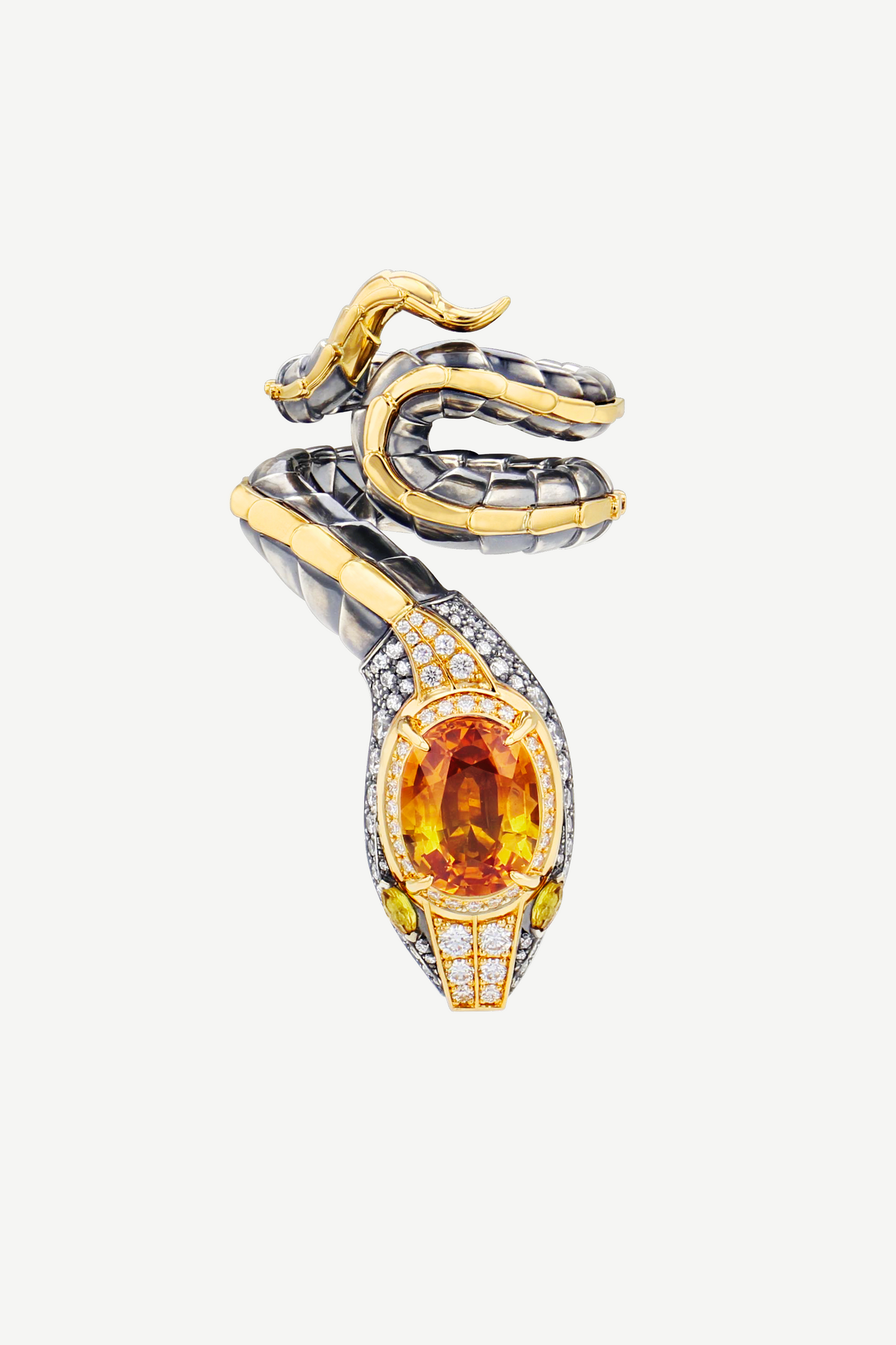 bague serpent saphir jaune
