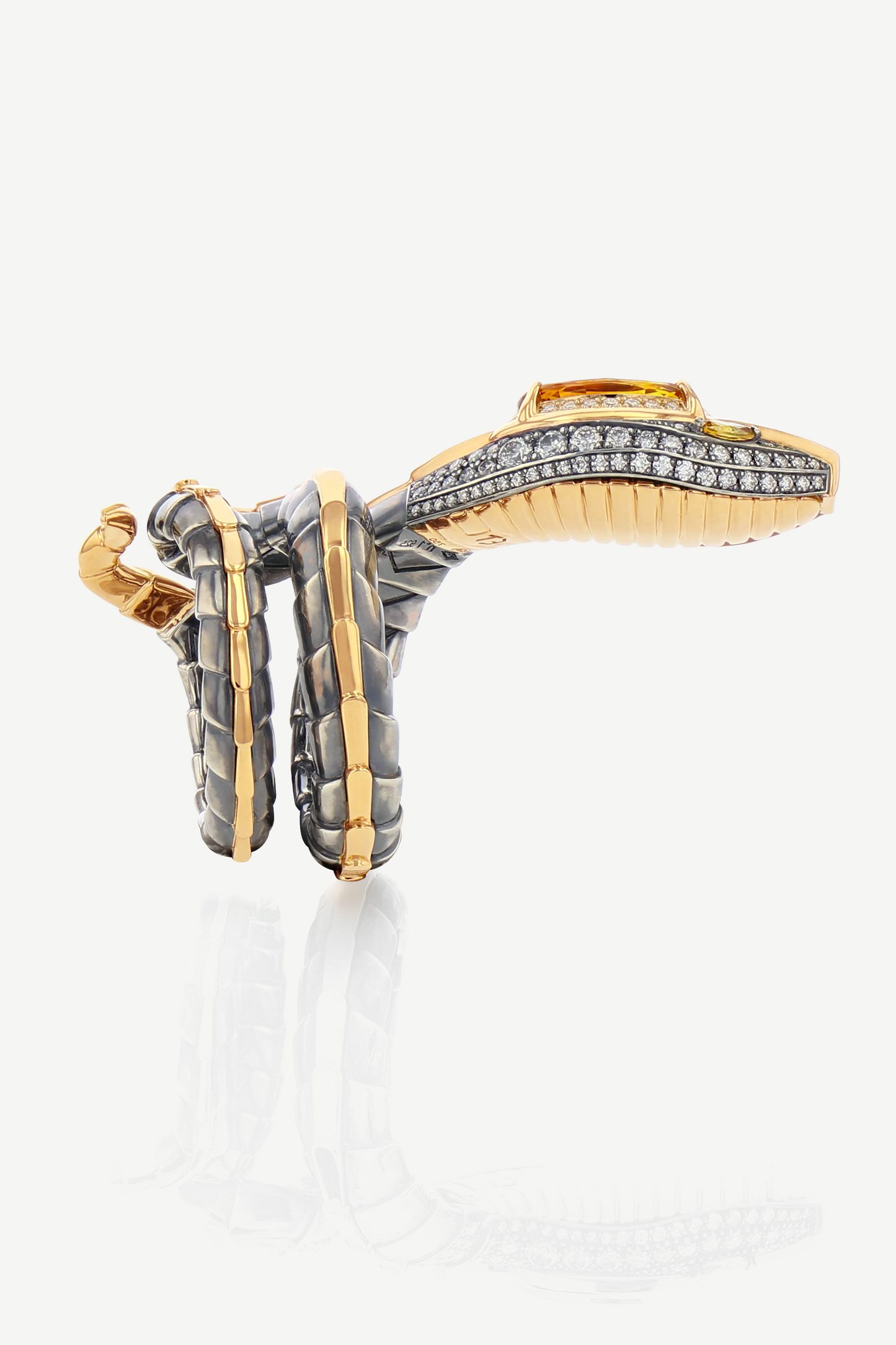 bague serpent diamant saphir jaune
