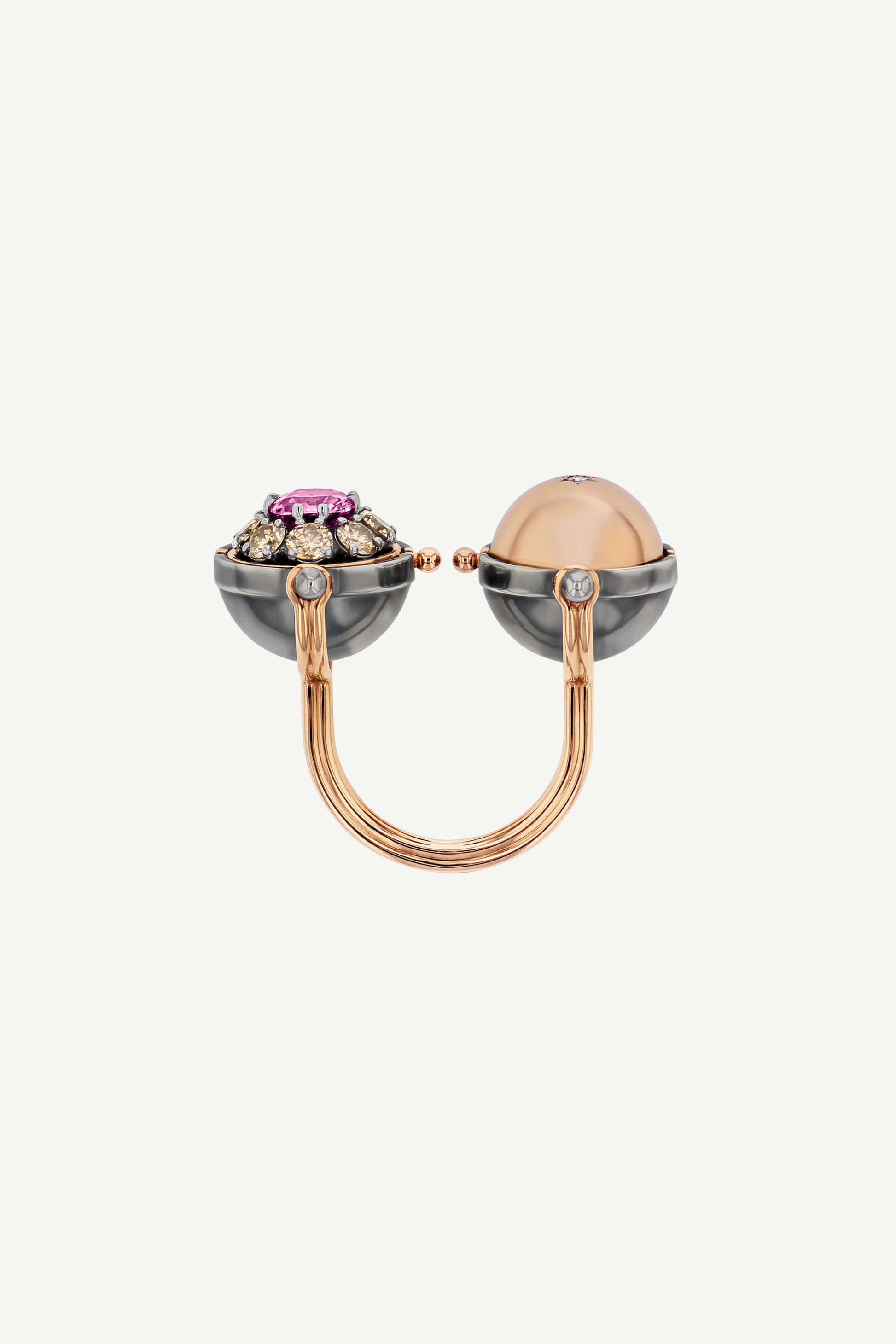 Elie Top Bague Toi&Moi Sirius Saphir Rose Sirius