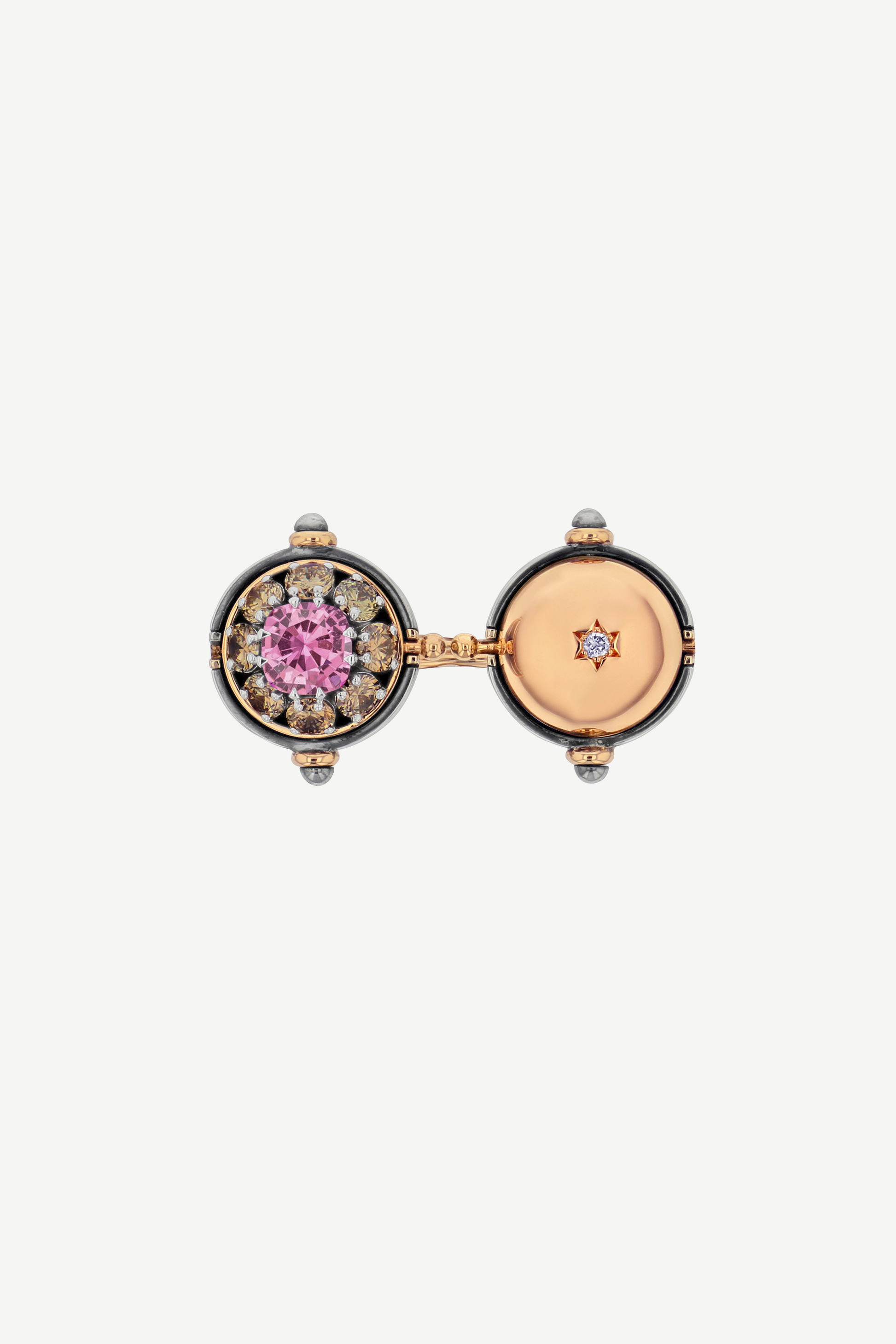 Elie Top Bague Toi&Moi Sirius Saphir Rose Sirius