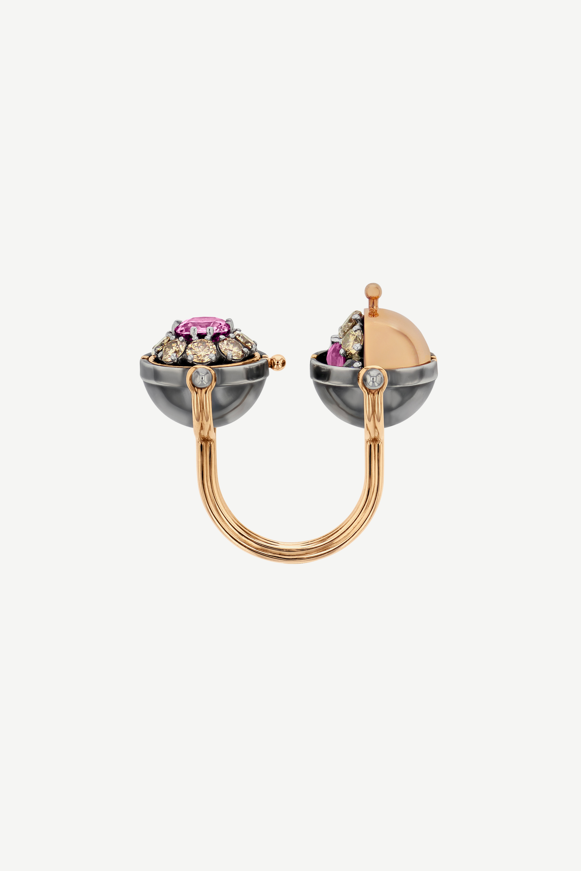 Elie Top Bague Toi&Moi Sirius Saphir Rose Sirius