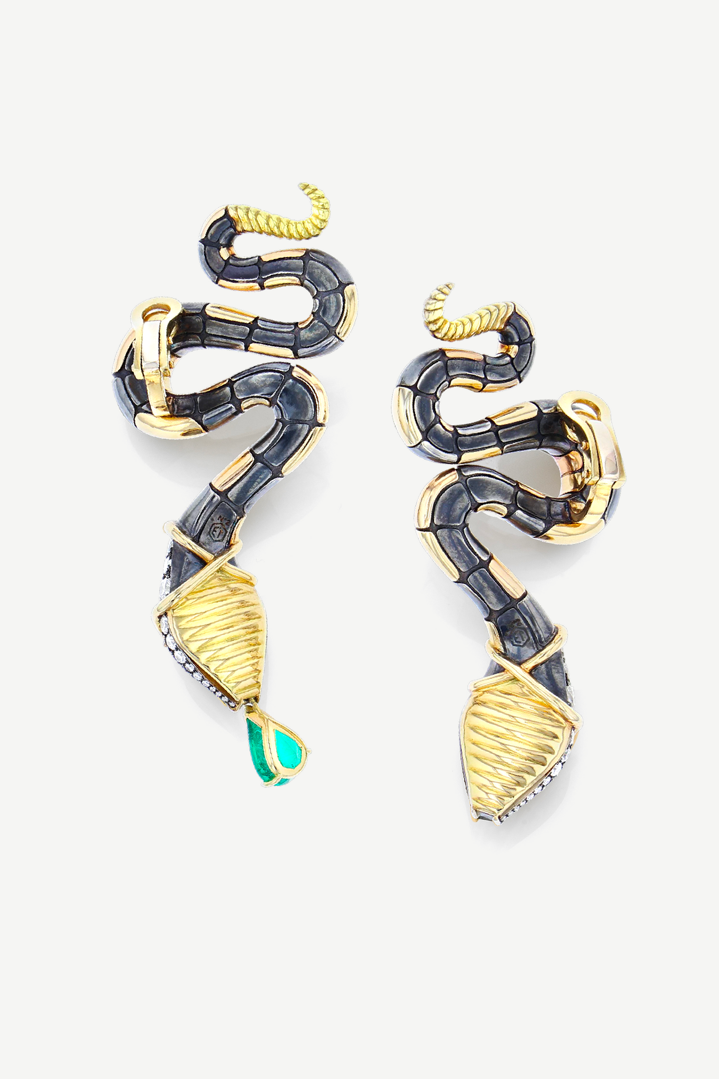 Emerald Diamond Snake Earrings