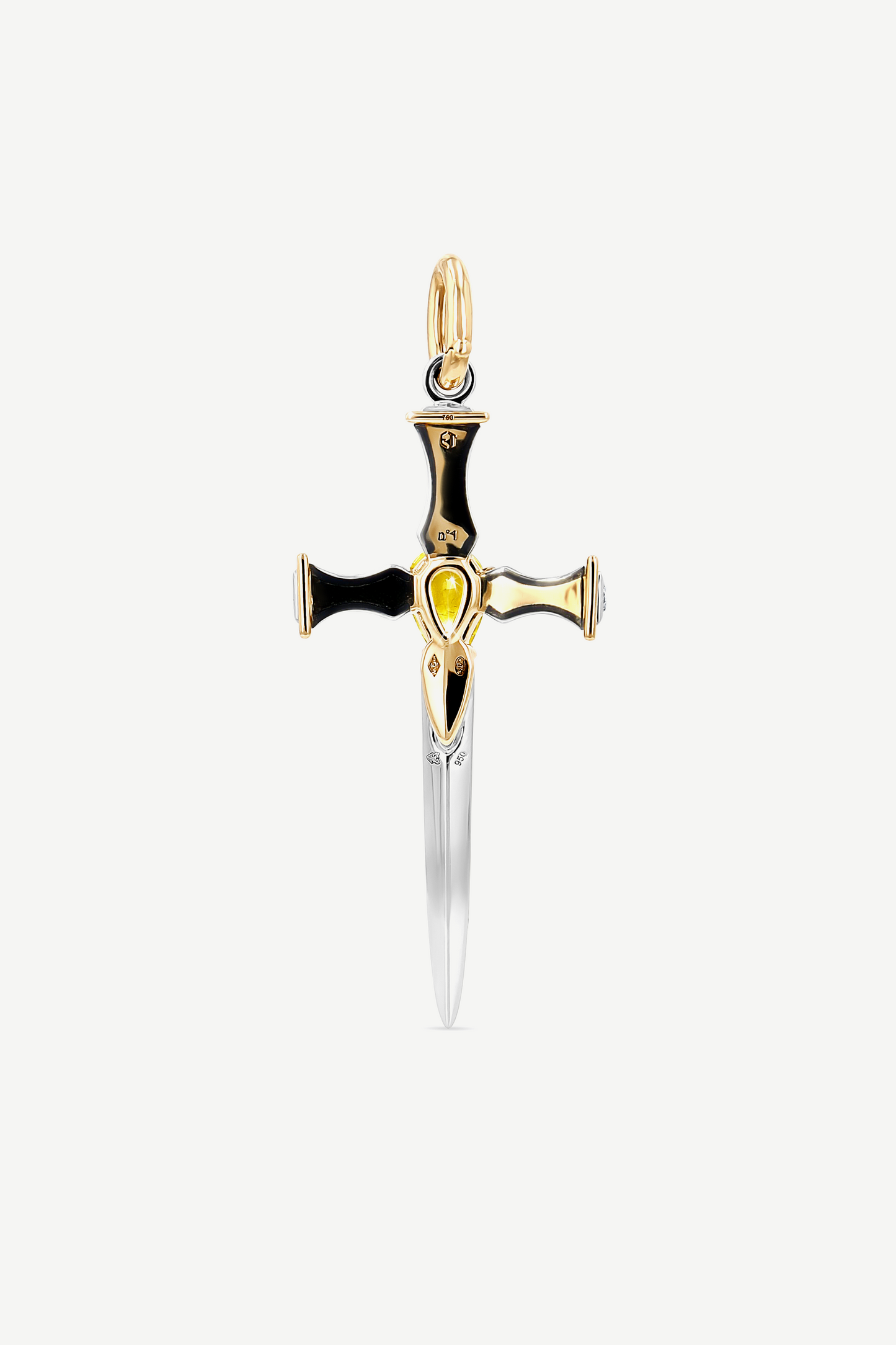 Elie Top Pendentif Epée Platine Saphir Jaune La Dame du Lac