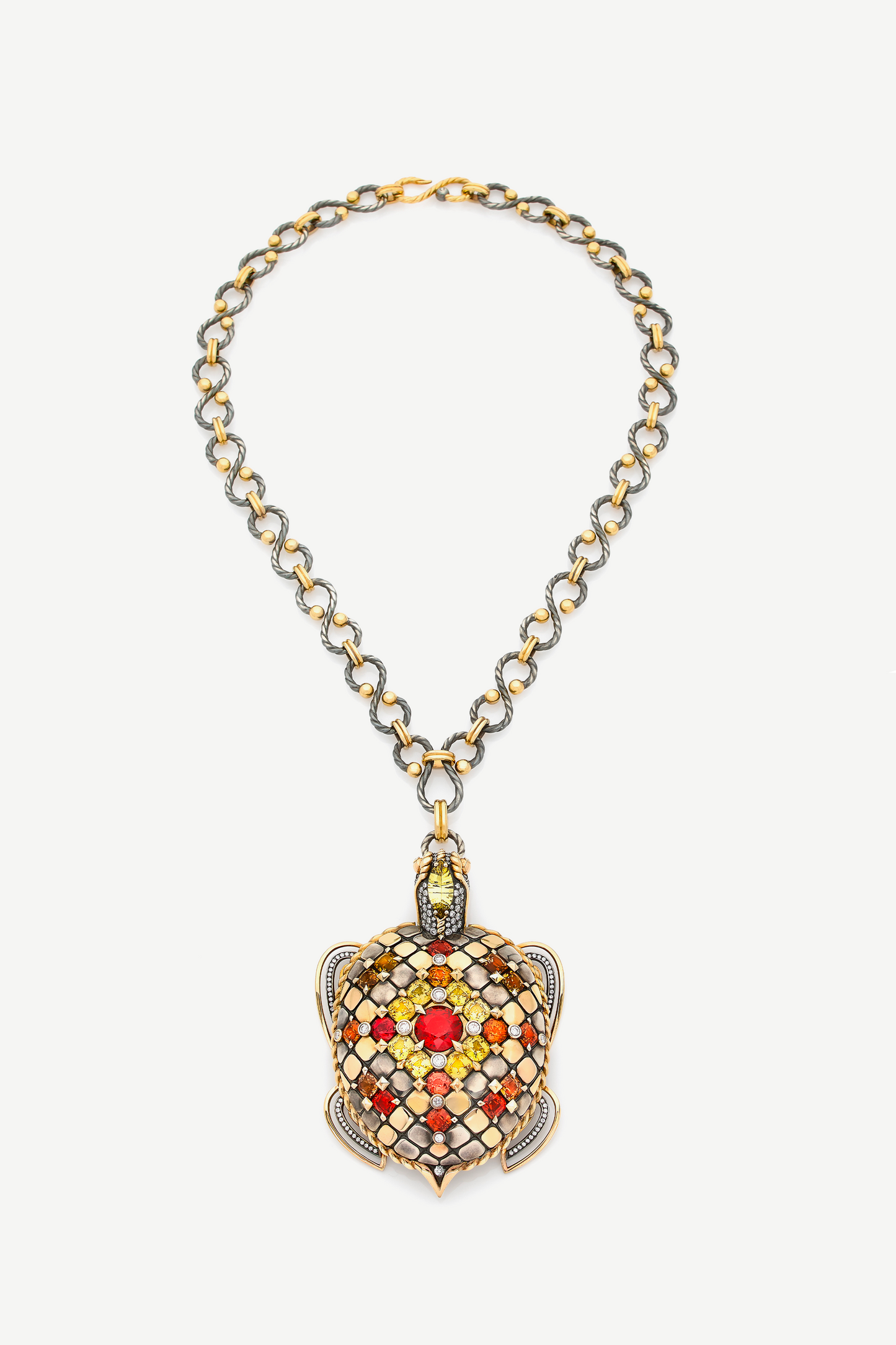 Pendentif Tortue Saphirs Beryl et Diamants