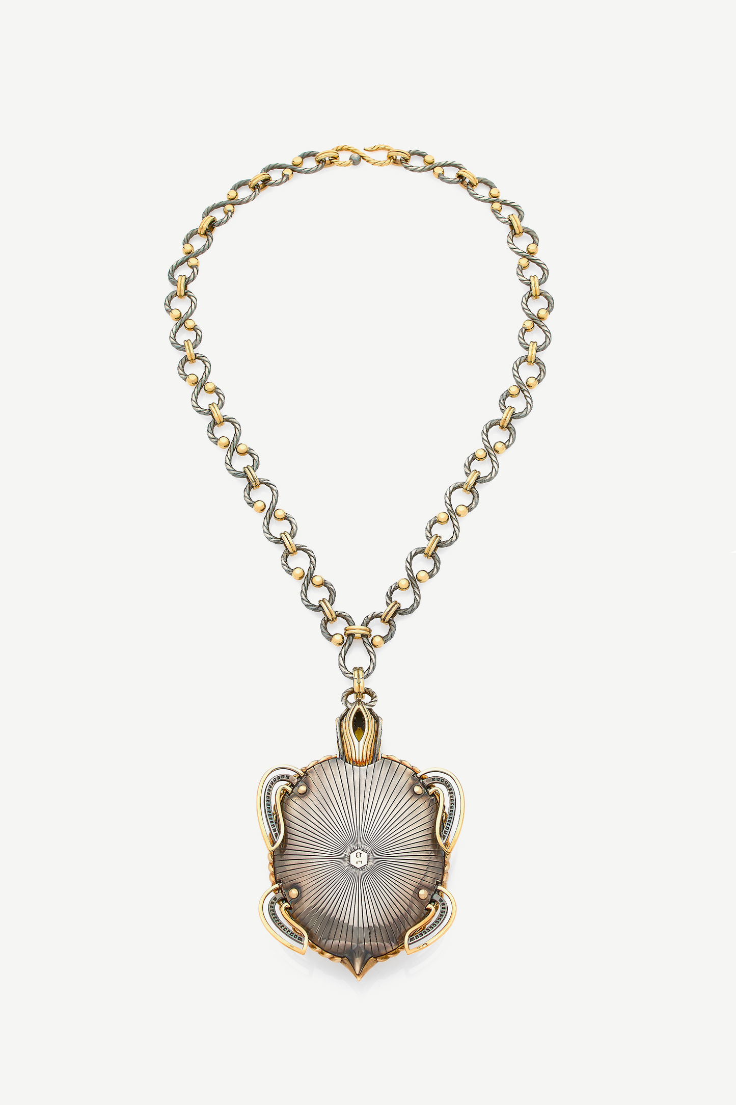 Pendentif Tortue Saphirs Beryl et Diamants