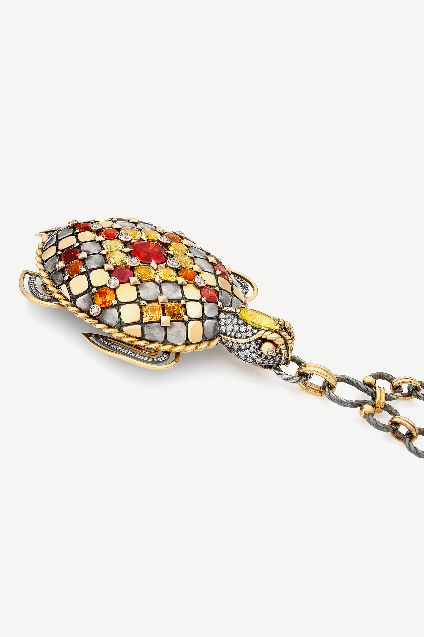 Pendentif Tortue Saphirs Beryl et Diamants