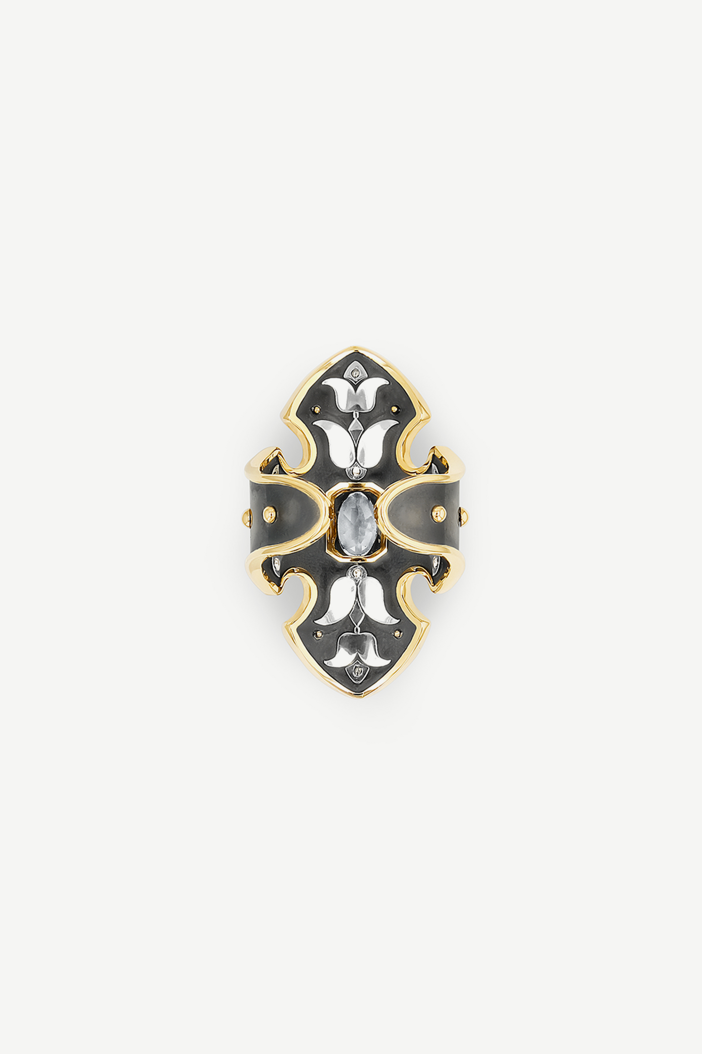 Elie Top Bague Bouclier Saphir Blanc