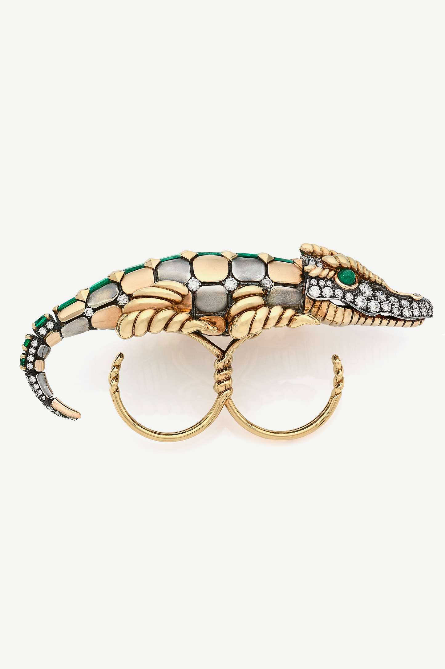 bague magica naturae diamant emeraude crocodile
