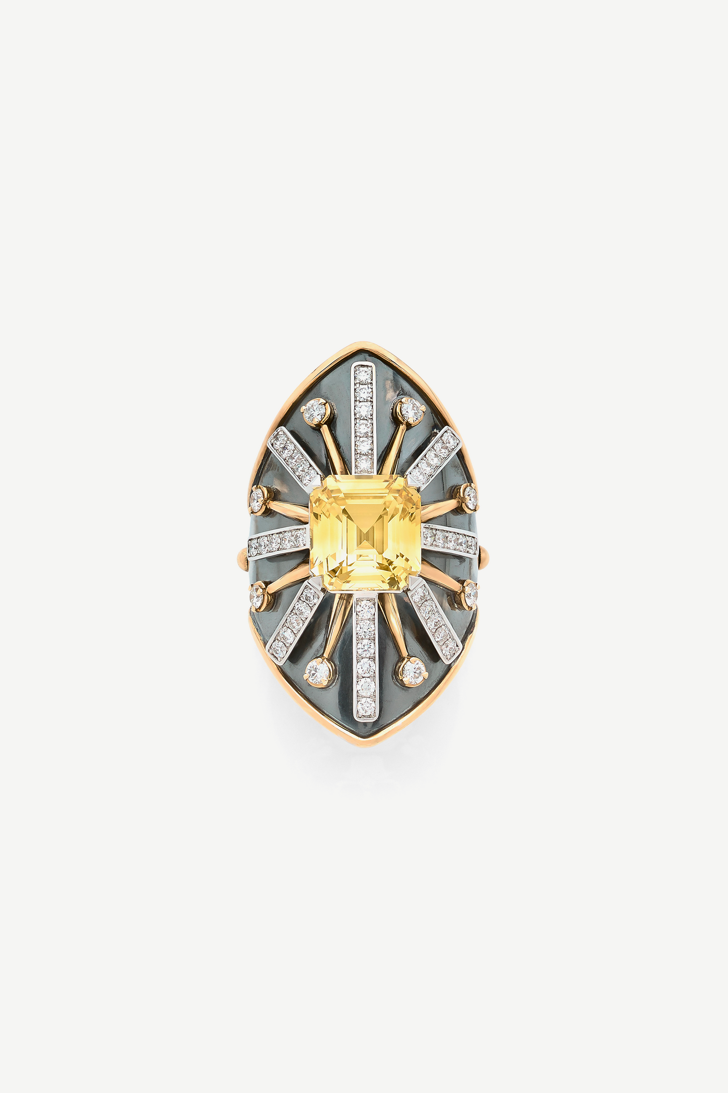 bague bouclier ecu saphir jaune