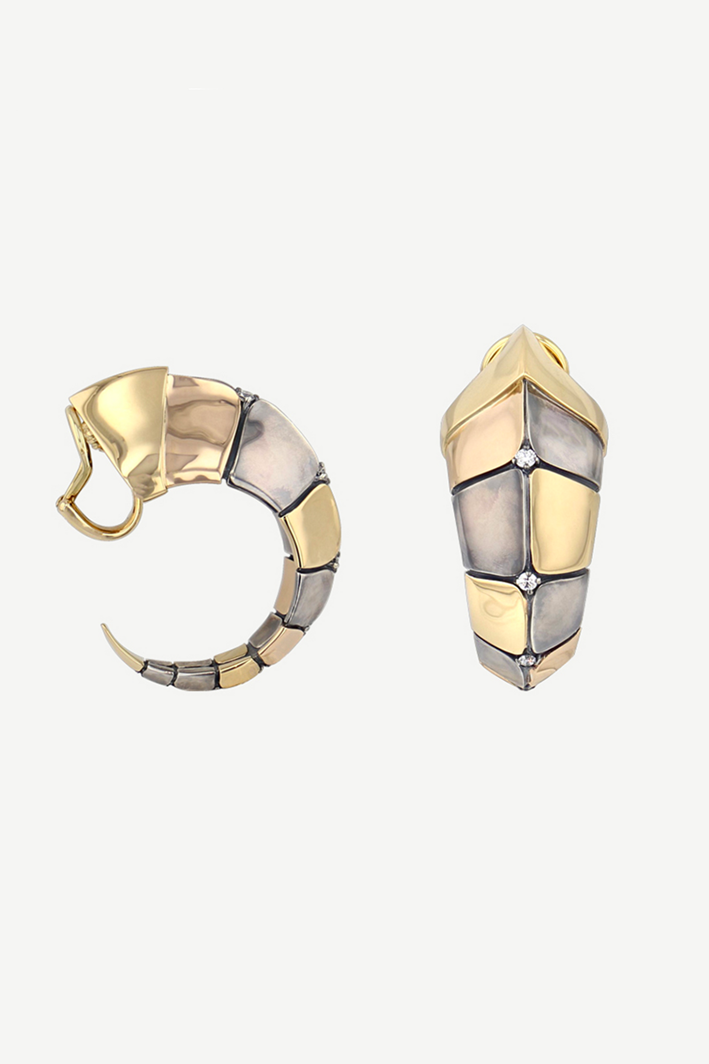 boucles d'oreilles ecailles or jaune or rose