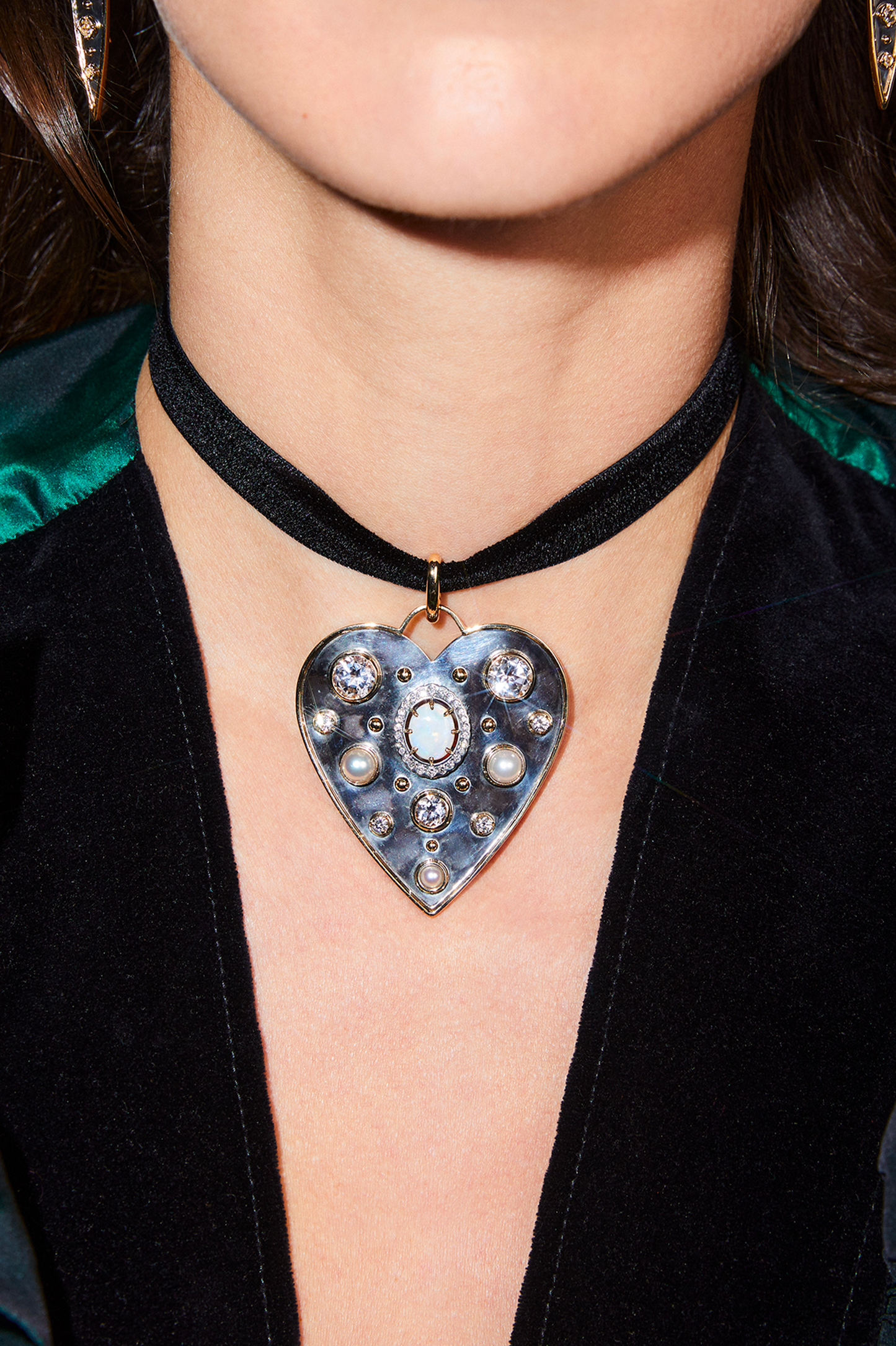 Elie Top Charm Cœur La Dame Du Lac Grand Opale Portée