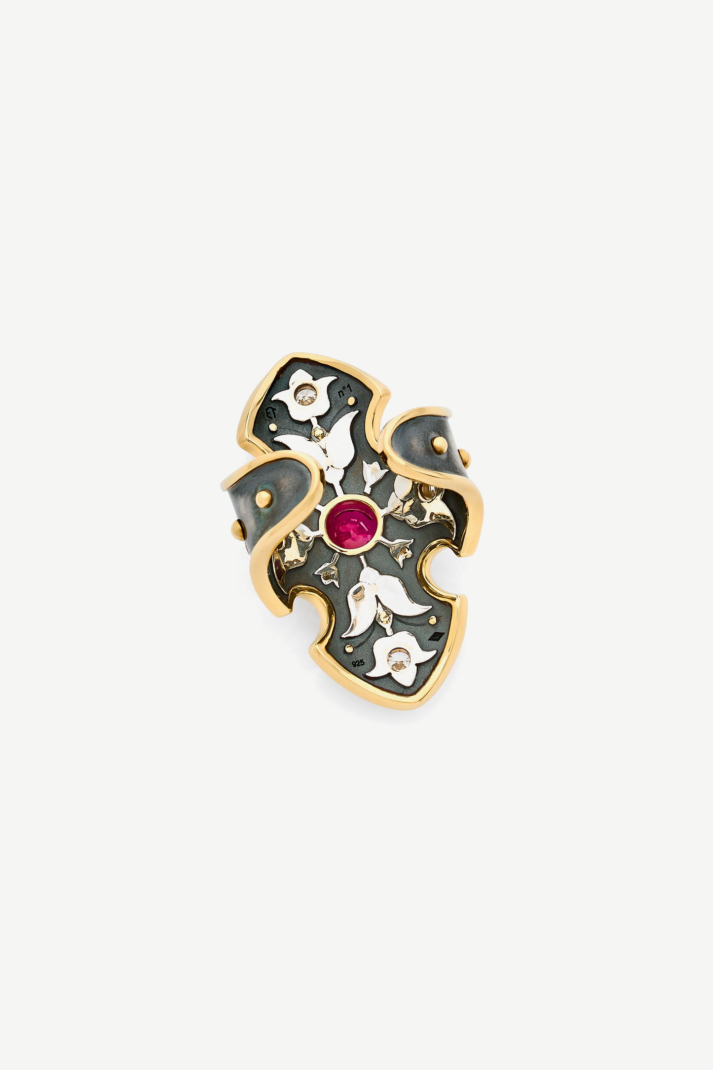 Elie Top Bague Bouclier Princesse Rubis La Dame du Lac