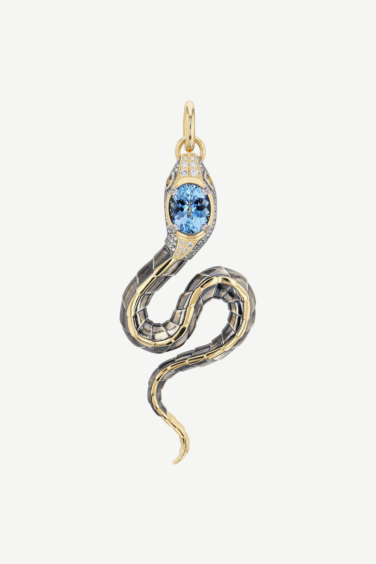 Elie Top Pendentif Serpent Aigue Marine Magica Naturae