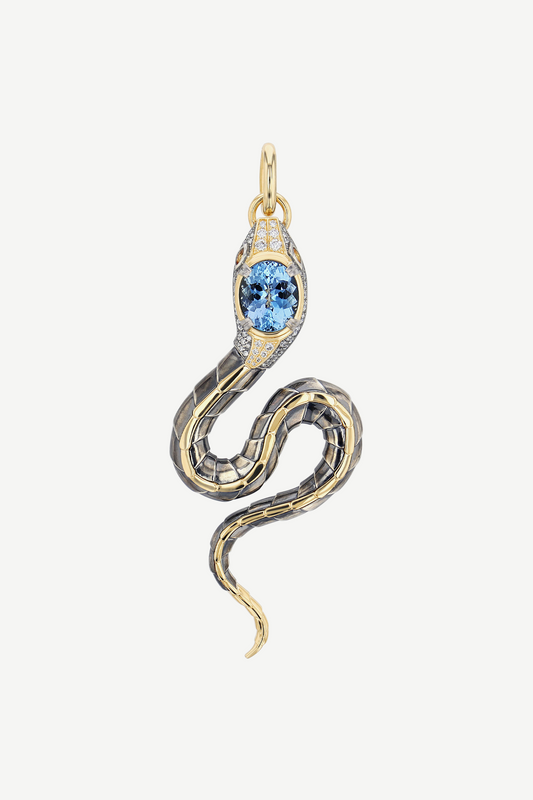 Elie Top Pendentif Serpent Aigue Marine Magica Naturae