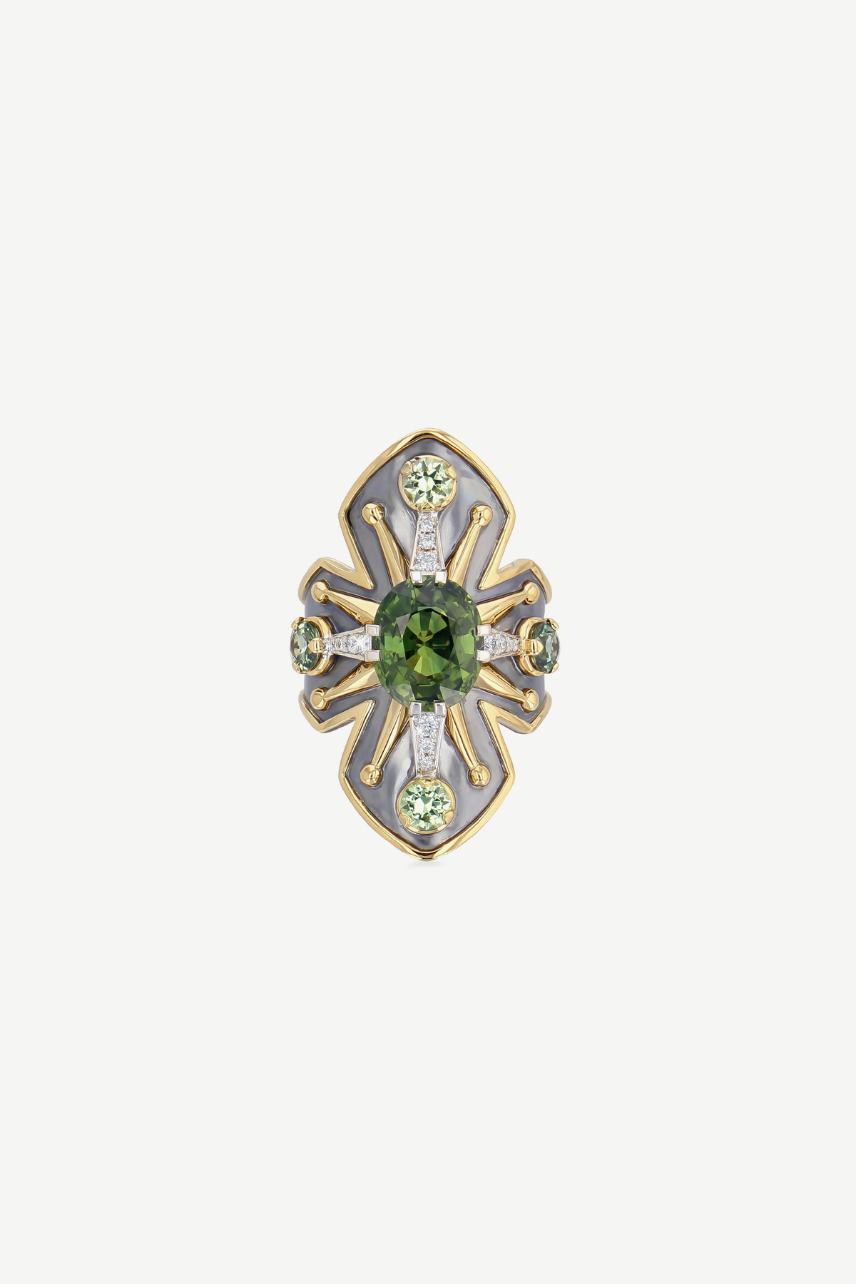 Bague Bouclier Avalon Saphir Vert 