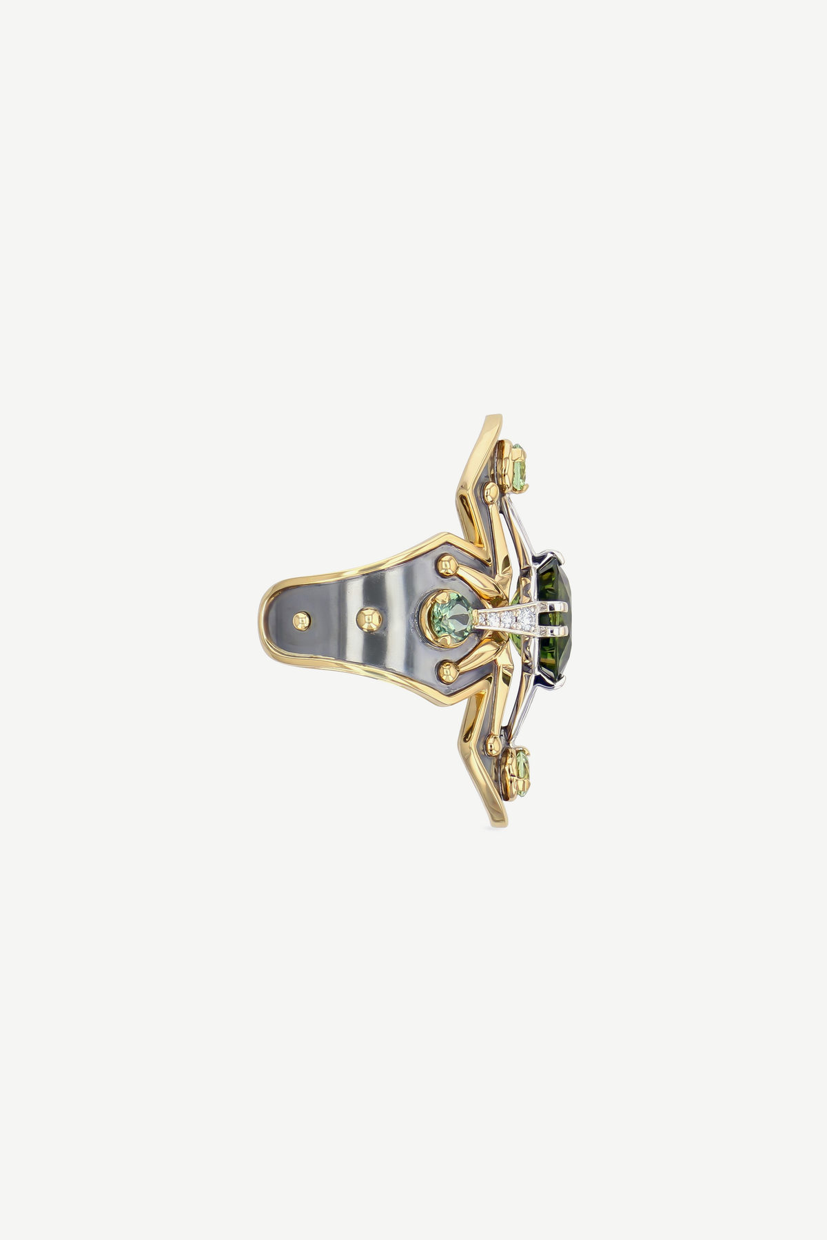 Bague Bouclier Avalon Saphir Vert 