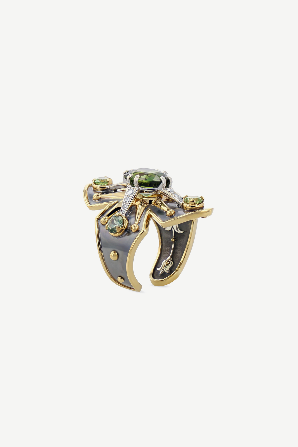 Bague Bouclier Avalon Saphir Vert 