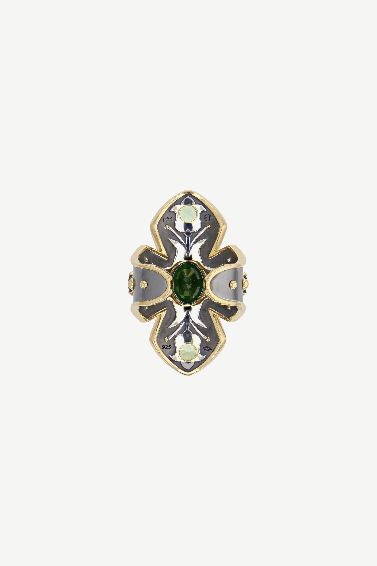 Bague Bouclier Avalon Saphir Vert 