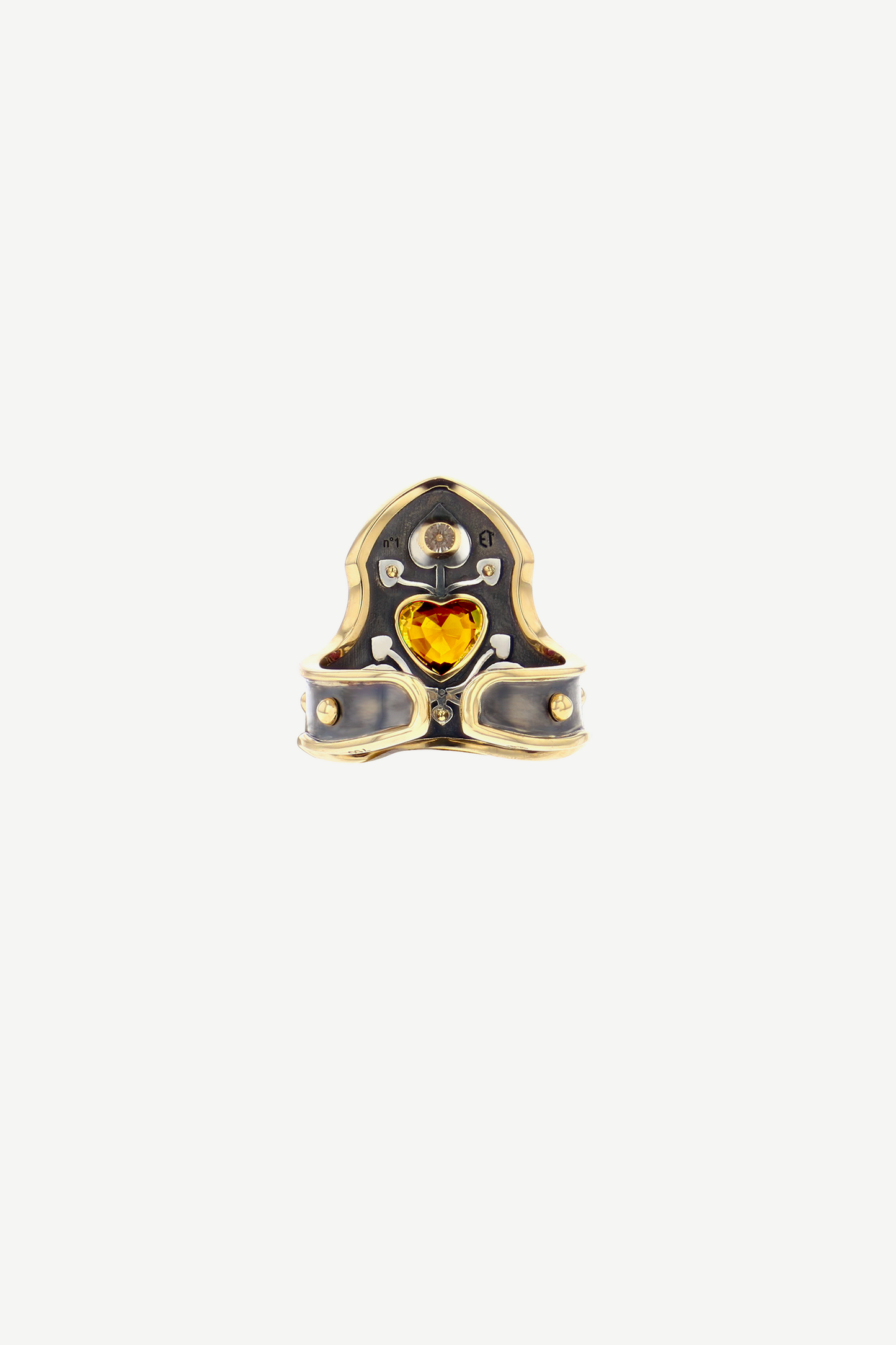 Bague Blason Cœur Saphir Jaune