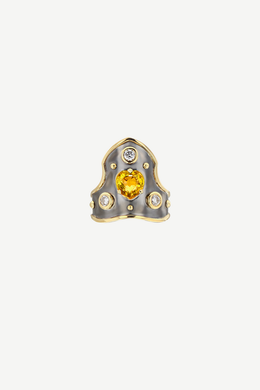 bague blason saphir jaune diamants