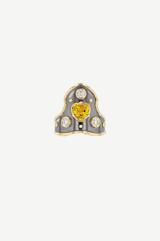 Bague Blason Cœur Saphir Jaune