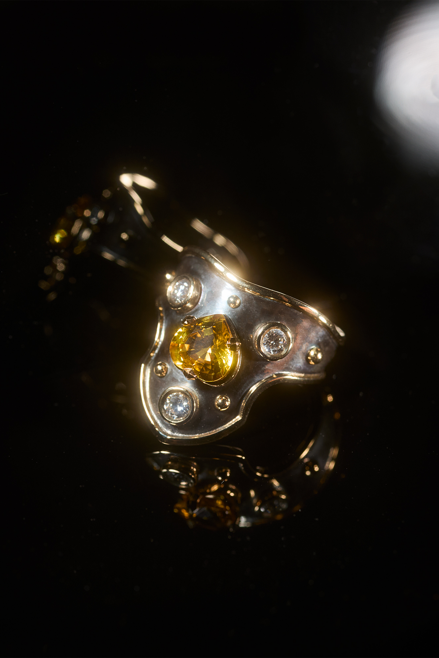 Bague Blason Cœur Saphir Jaune