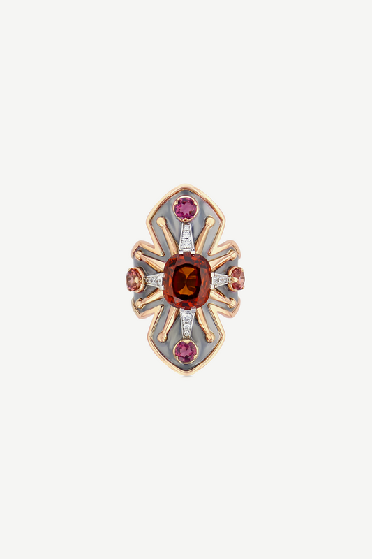 Bague Bouclier Avalon Grenat Spessartine 