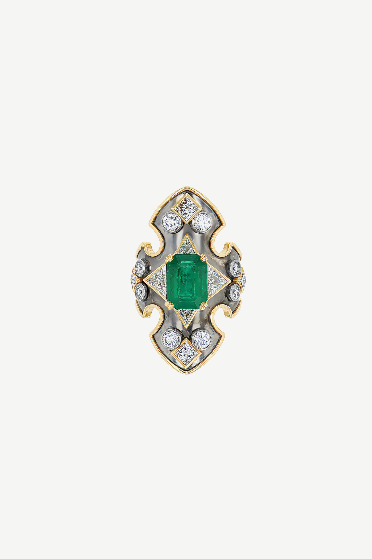Emerald & Diamond Bouclier Ring