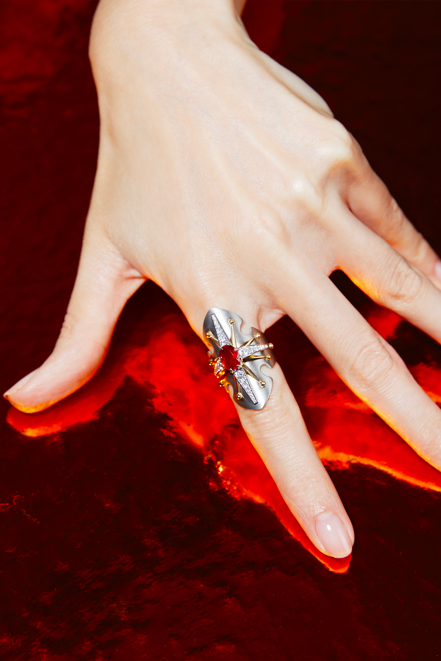 Ruby Platinum Bouclier Ring 