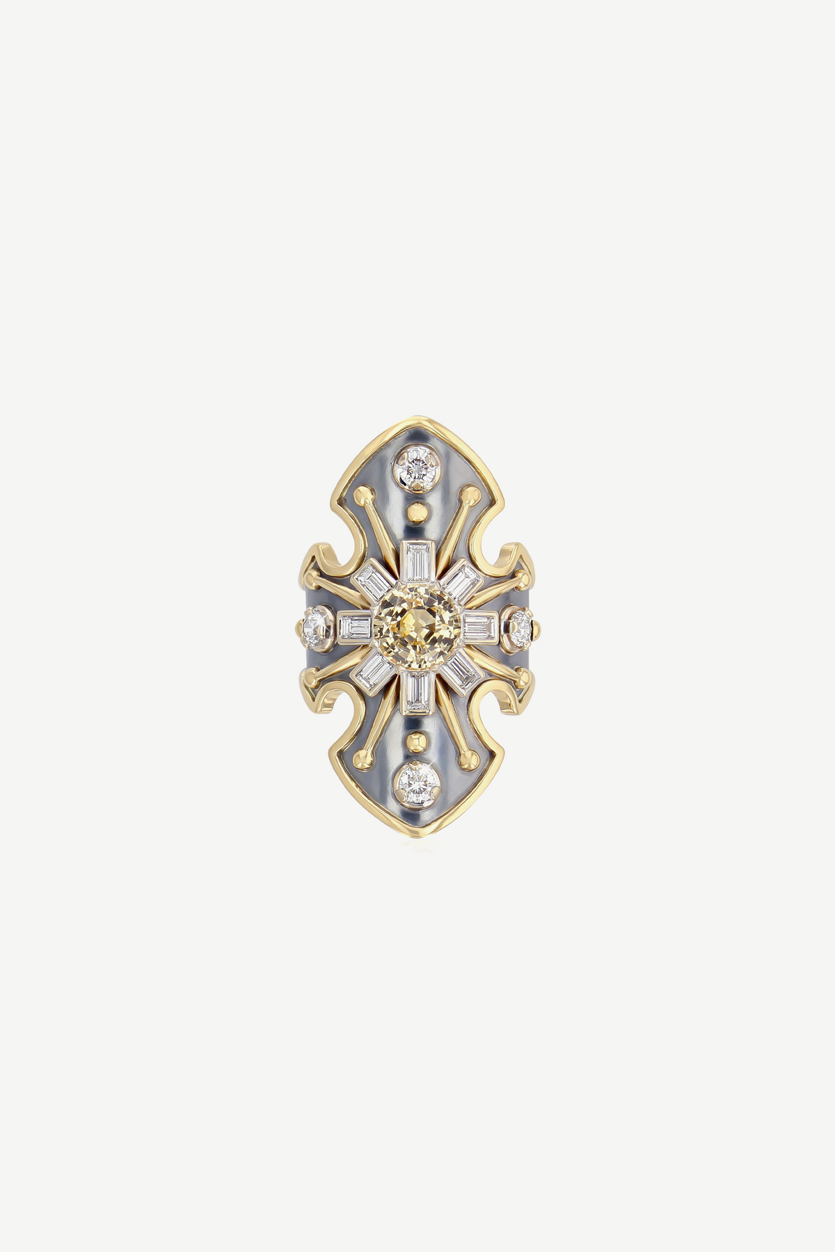 Elie Top Bague Bouclier Princesse Saphir Jaune