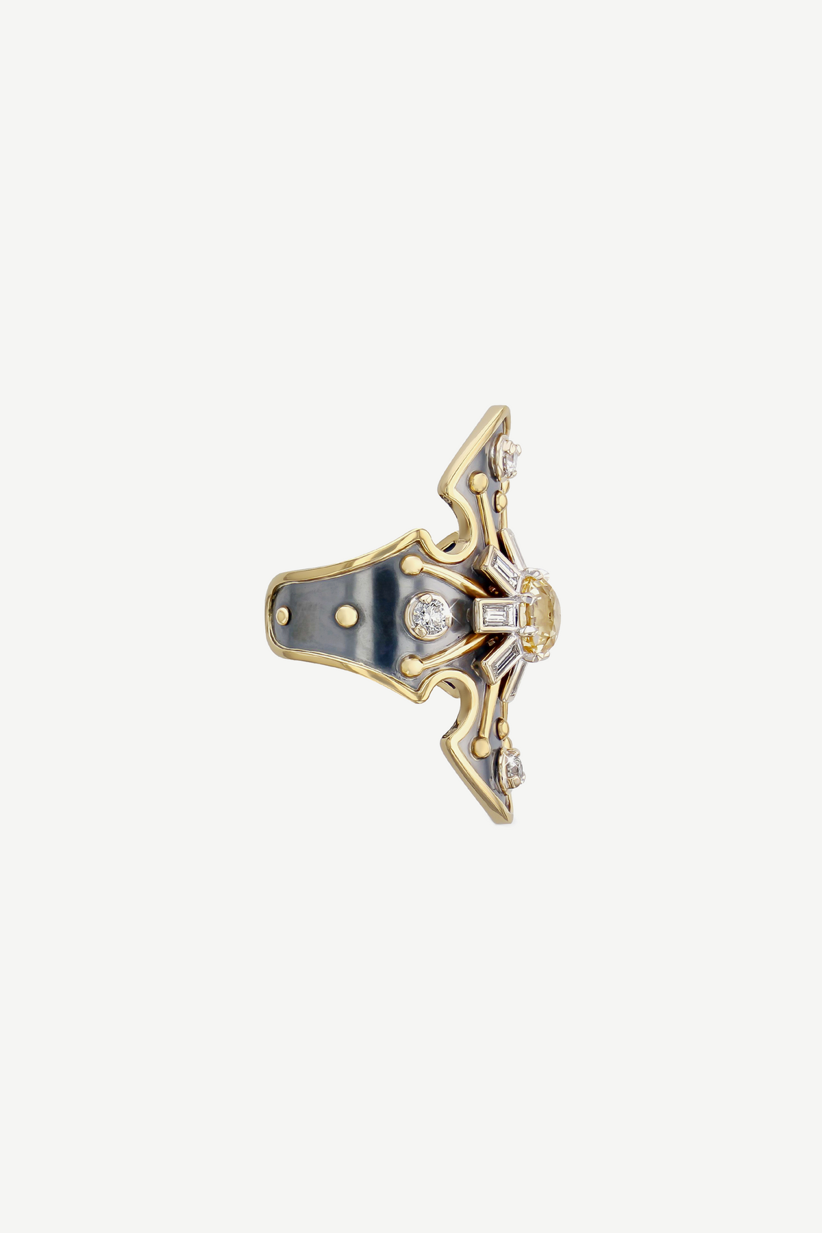 Elie Top Bague Bouclier Princesse Saphir Jaune