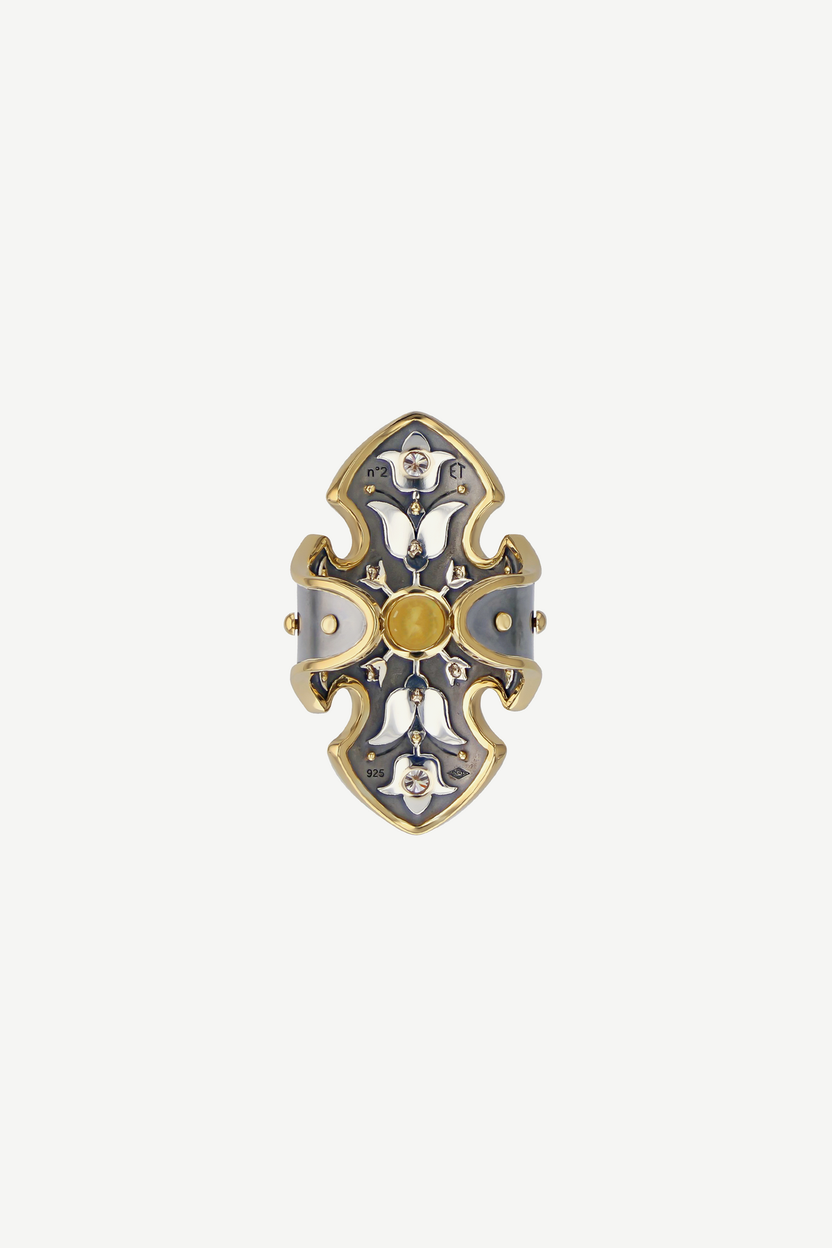 Elie Top Bague Bouclier Princesse Saphir Jaune