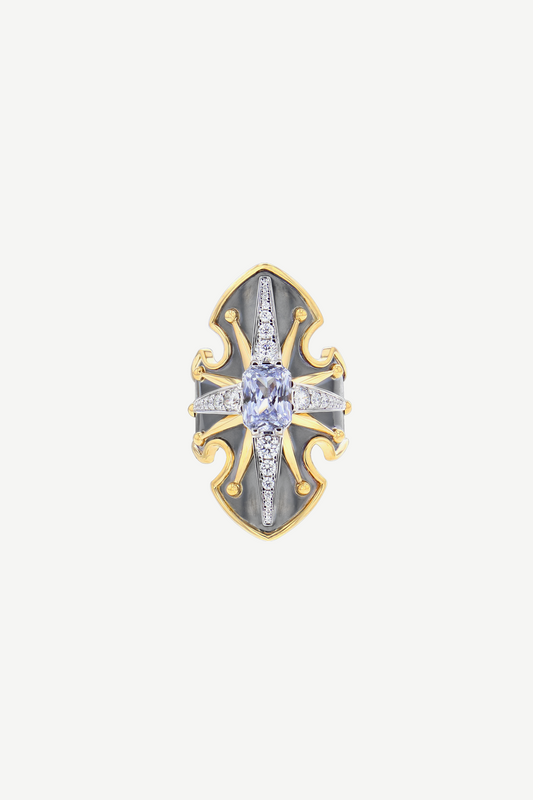 bague bouclier saphir blanc diamants
