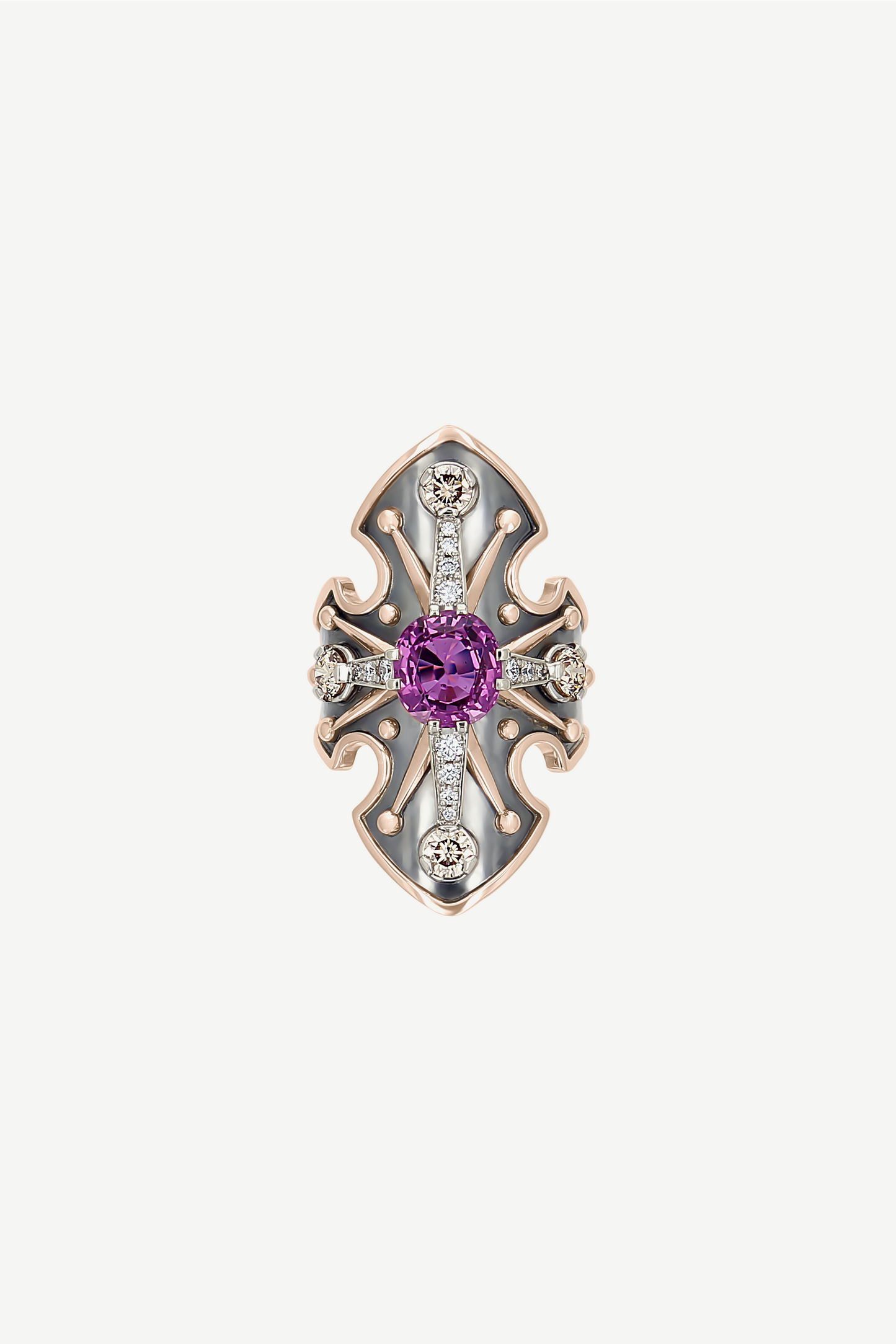 Elie Top Bague Bouclier Saphir Rose La Dame du Lac 