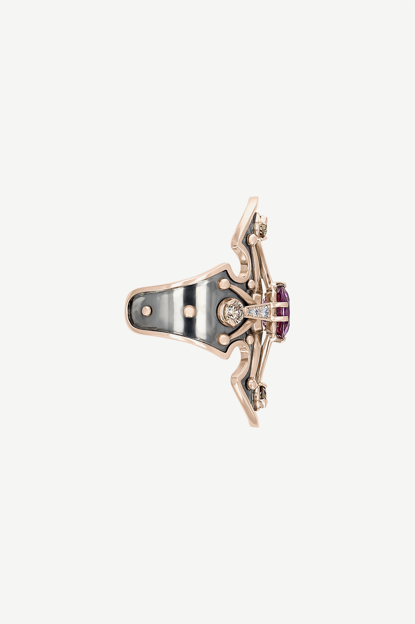 Elie Top Bague Bouclier Saphir Rose La Dame du Lac 