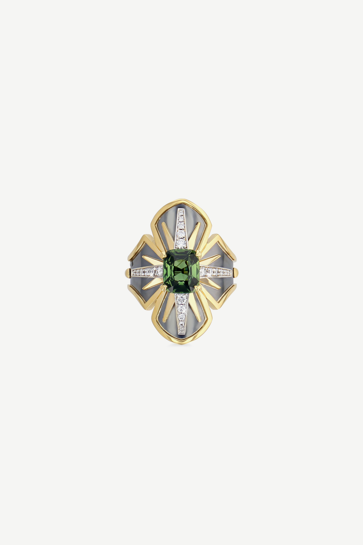 Bague Fleuron Saphir Vert La Dame du Lac