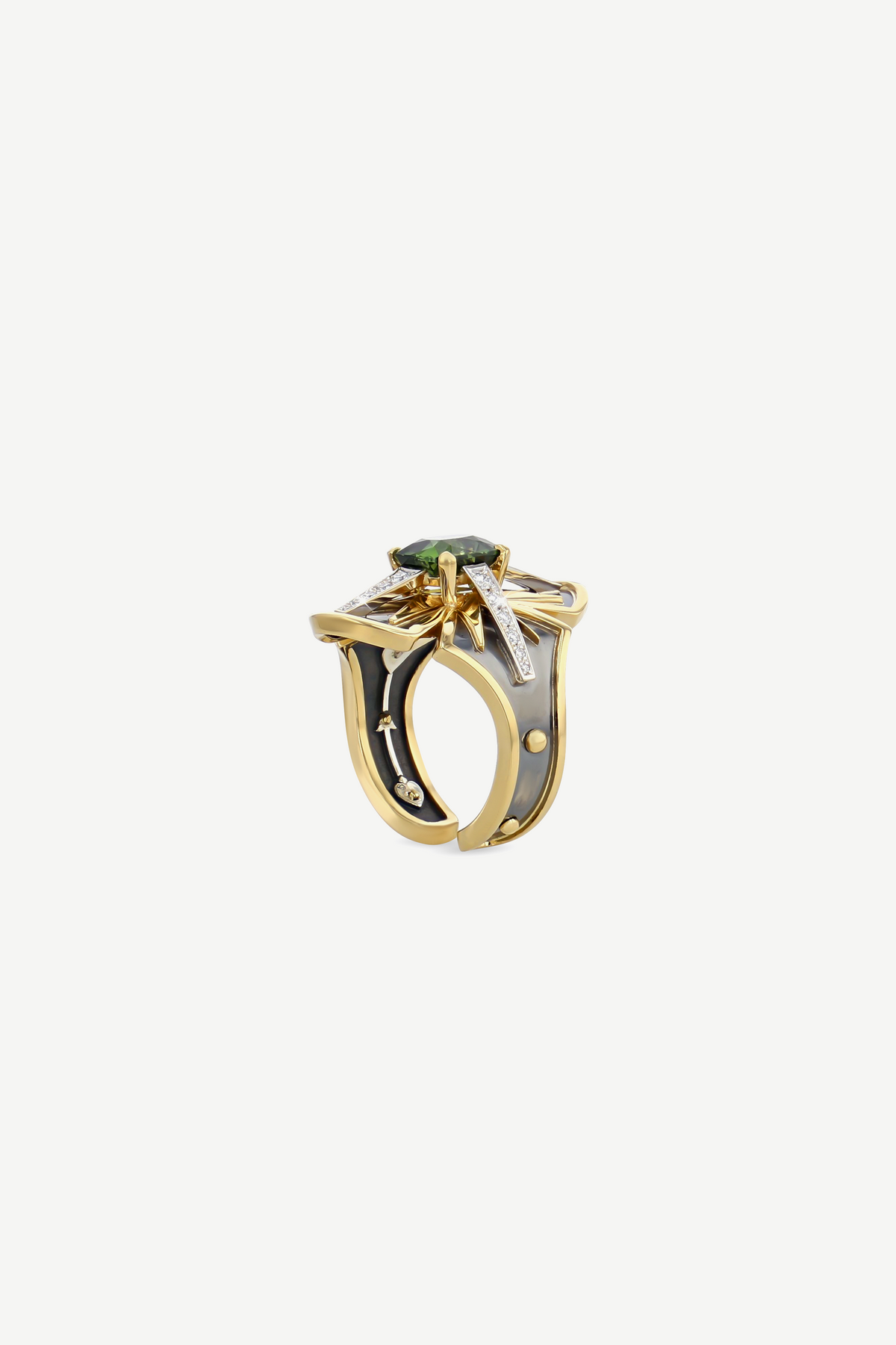 Bague Fleuron Saphir Vert La Dame du Lac