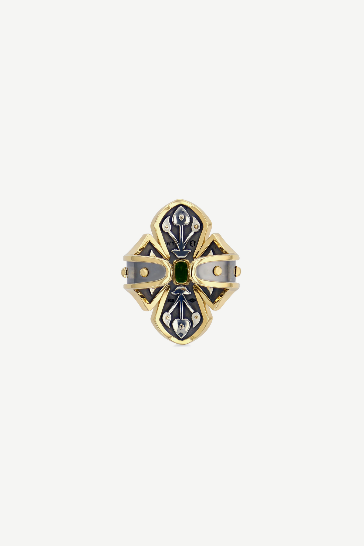 Bague Fleuron Saphir Vert La Dame du Lac