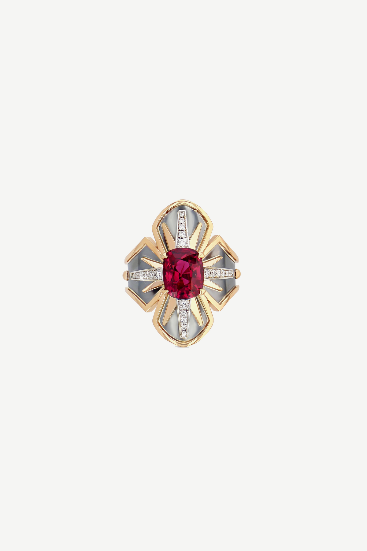 Elie Top Bague Fleuron Spinelle Rose La Dame du Lac