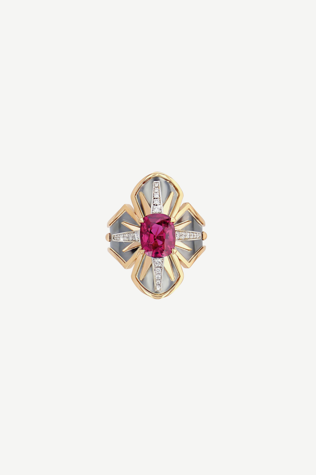 Elie Top Bague Fleuron Spinelle Rose La Dame du Lac