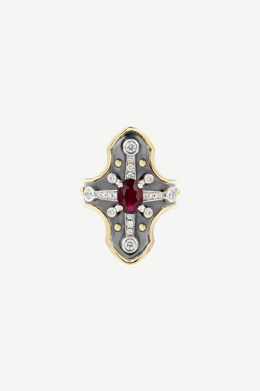 Elie Top Bague Heaume Rubis La Dame du Lac