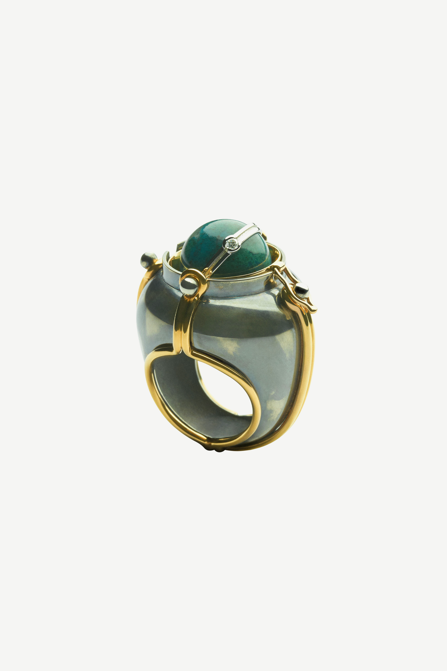 bague pivotante sphere amazonite diamant or jaune