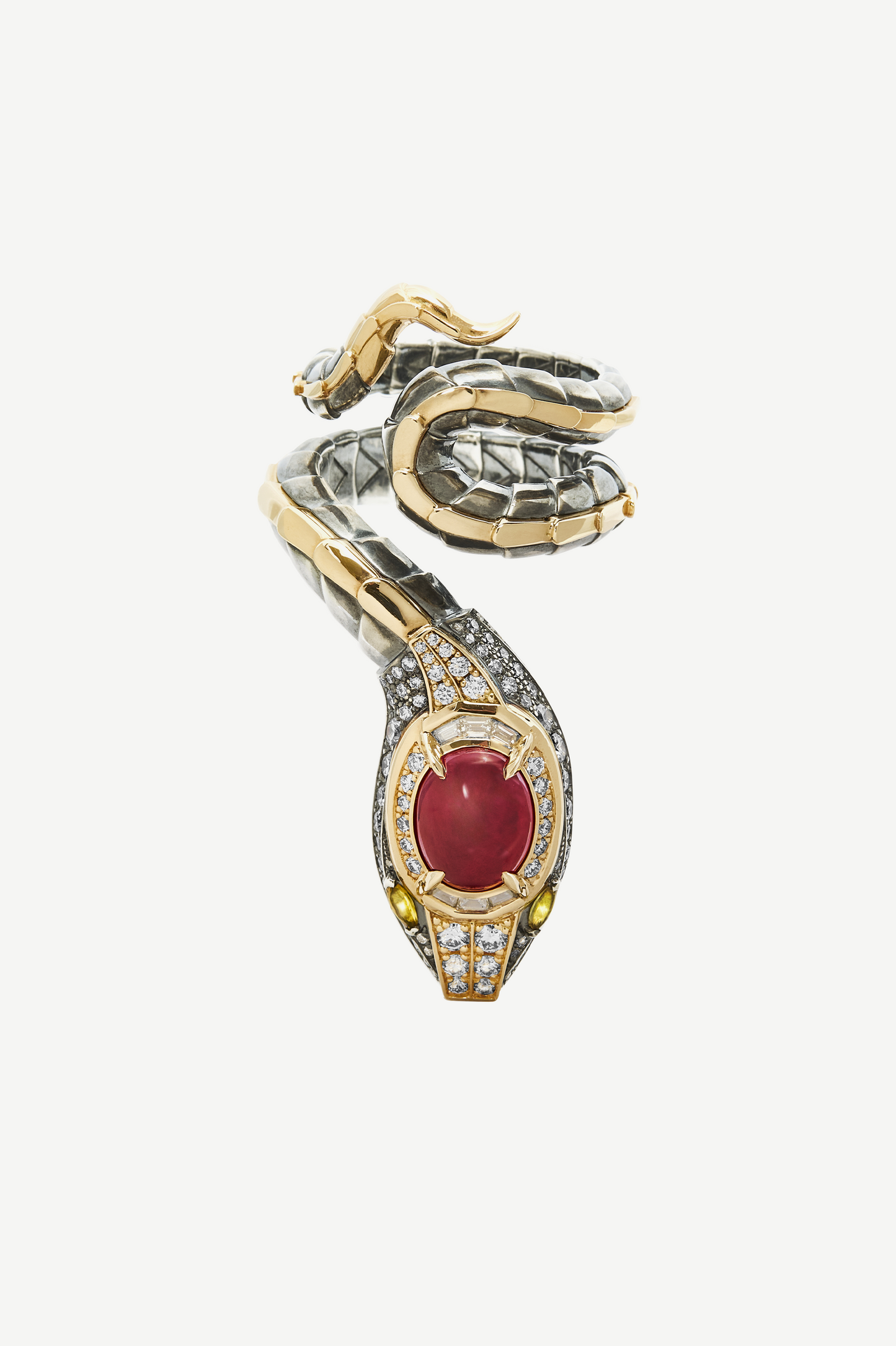 Bague Serpent Cabochon Rubis