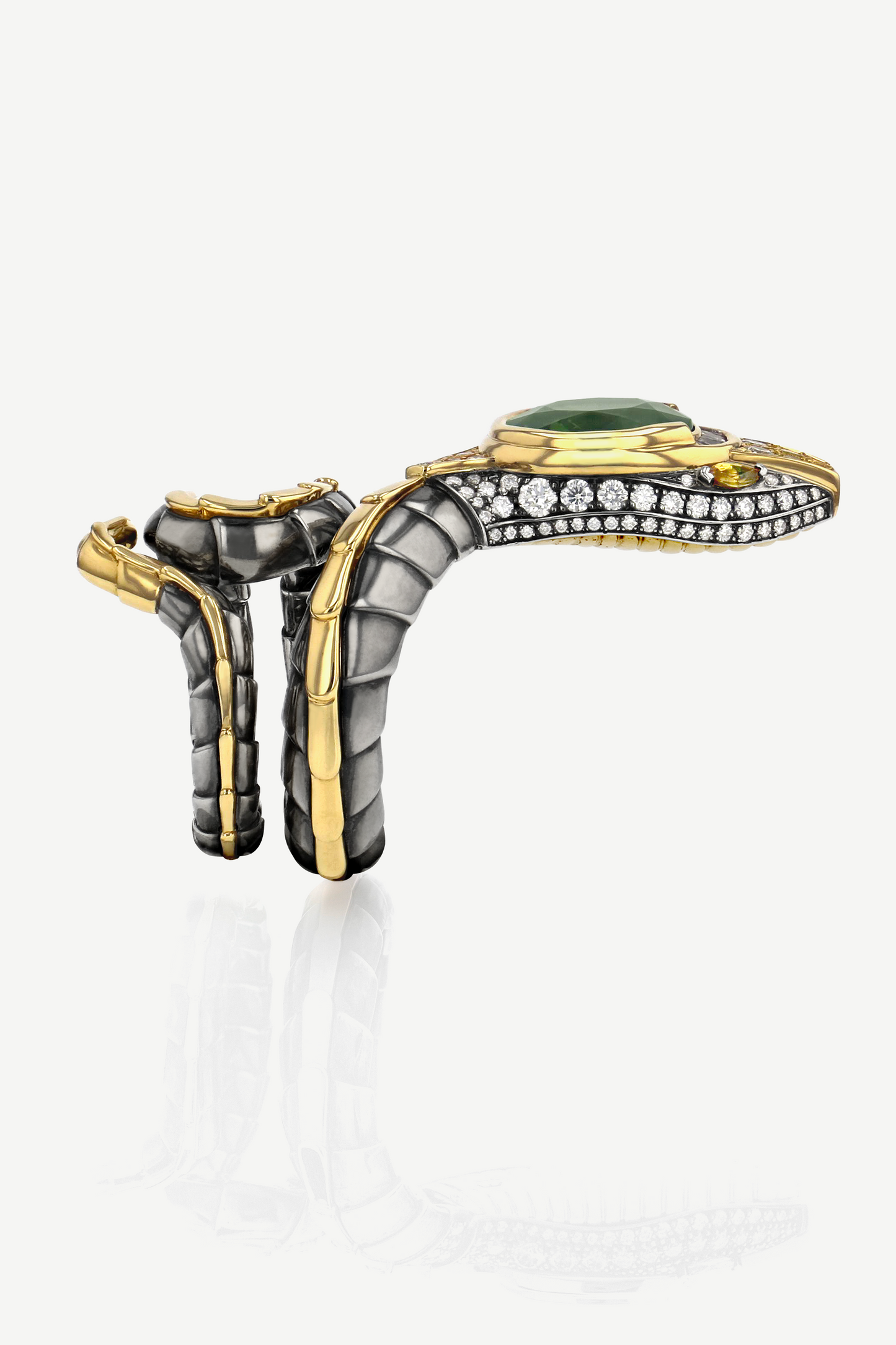 Green Sapphire Serpent Ring