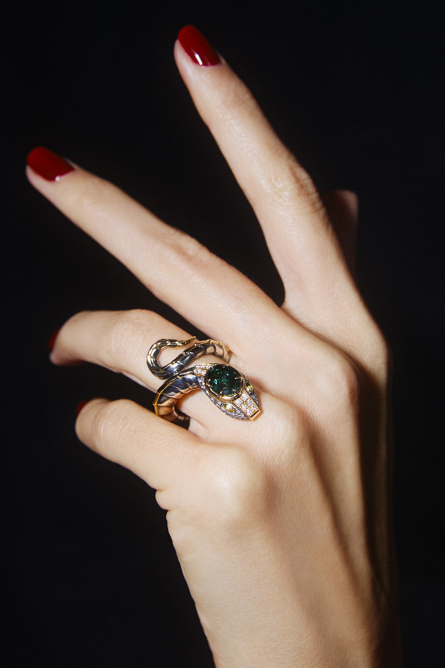 Bague Serpent Saphir Vert