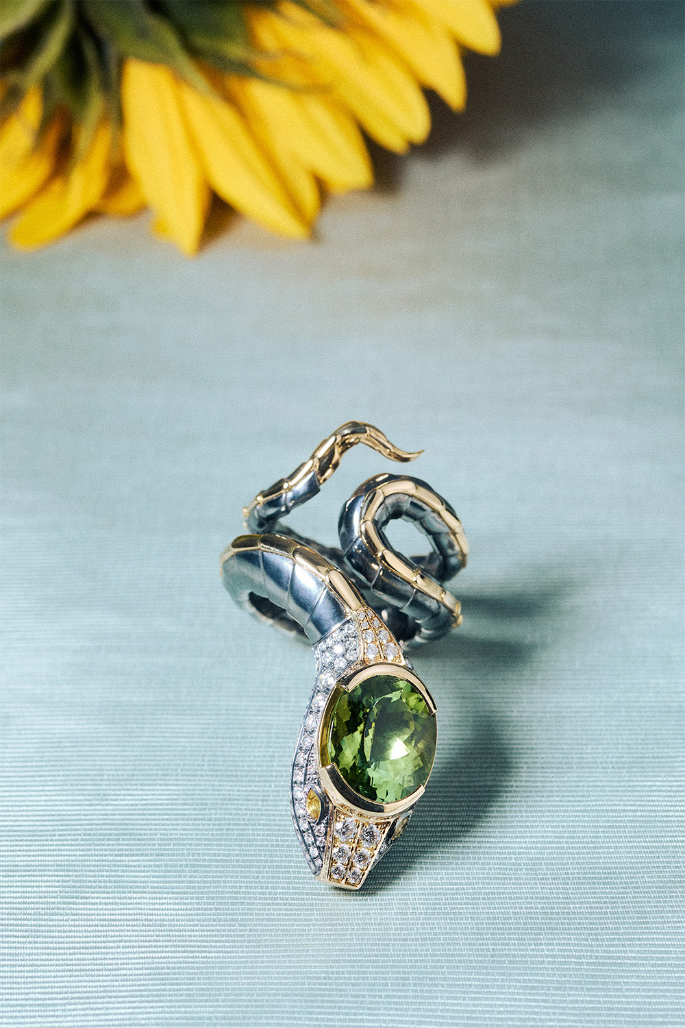 Elie Top Bague Serpent Tourmaline Verte Nature Morte